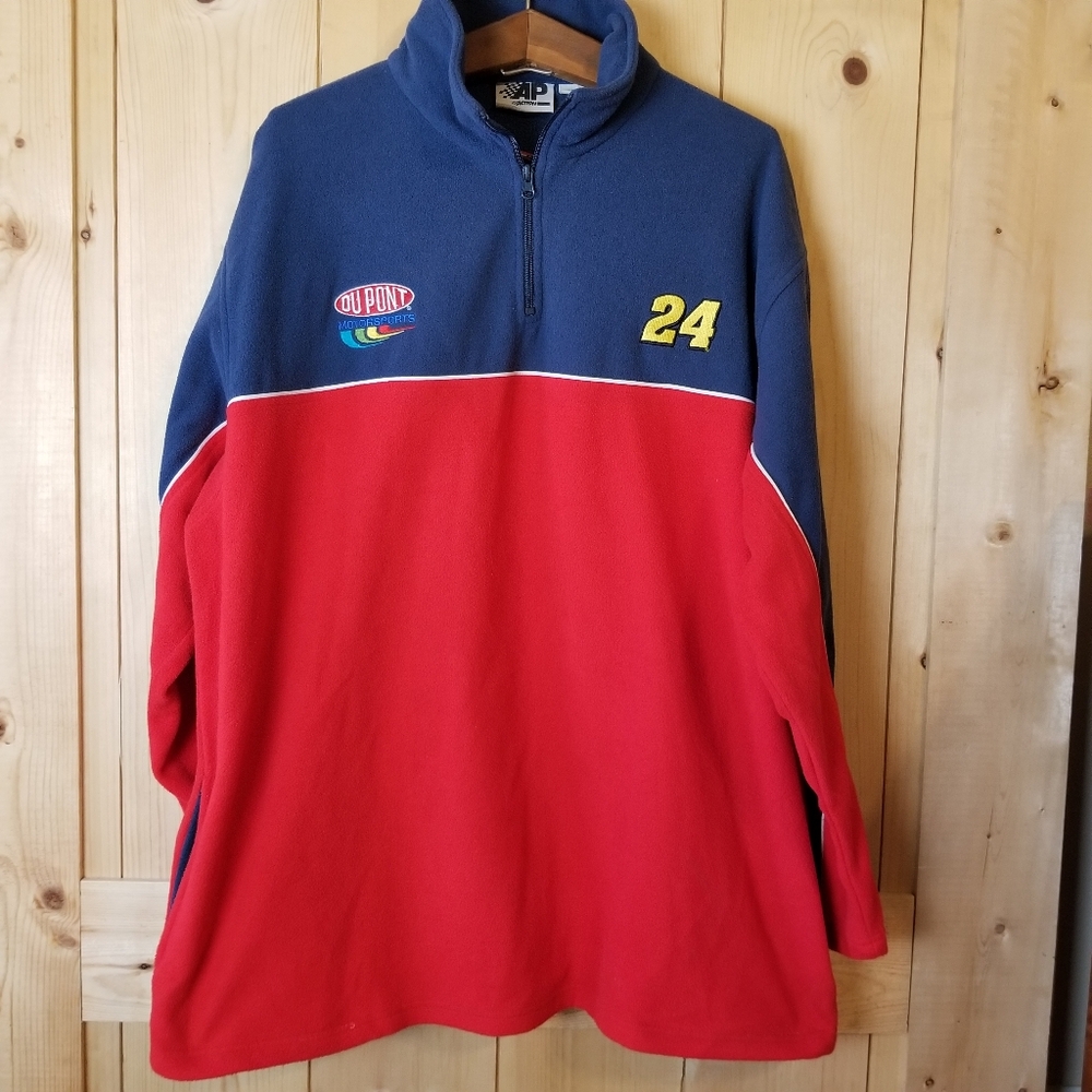 Vintage AP Action NASCAR Jeff Gordon Colorblock 1/4 Zip Fleece Pullover